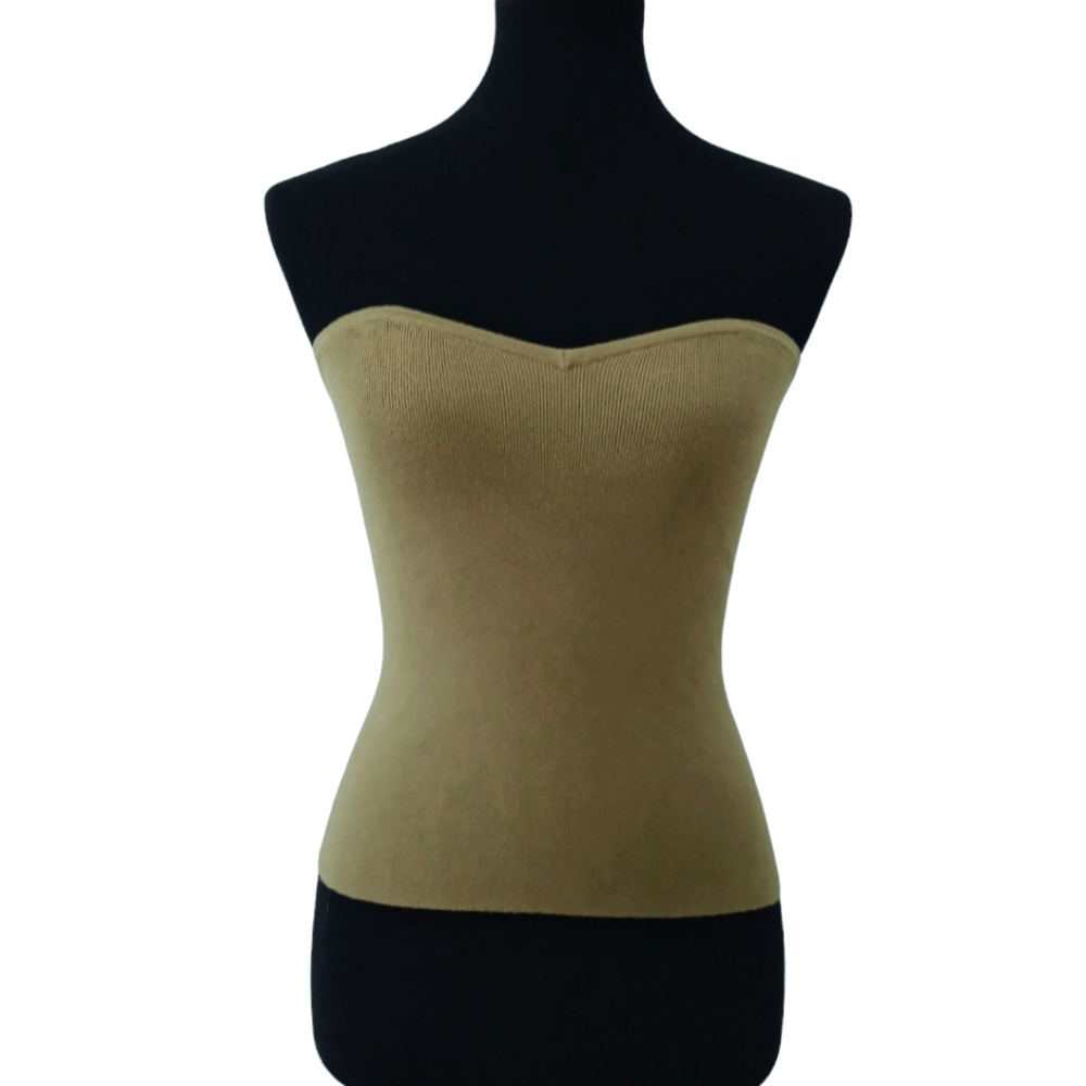 Sweater Knit Tube Top w/ Sweetheart Neckline Olive Khaki Size Small Express - Picture 8 of 8